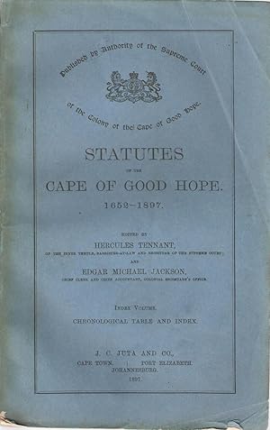 Image du vendeur pour Statutes of the Cape of Good Hope 1652-1897 - Index Volume Chronological Table and Index mis en vente par Snookerybooks