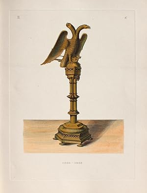 Bild des Verkufers fr Singepult aus Bronze (S. Giovanni e Paolo)" originaler handkolorierter Kupferstich ca.26x19cm (Plattenrand/plate mark) von Johann Klipphahn (1815 in Damm bei Aschaffenburg - 1892 in Nrnberg) nach einer Zeichnung von Jakob Heinrich von Hefner-Alteneck zum Verkauf von Kunsthandel & Antiquariat Magister Ru