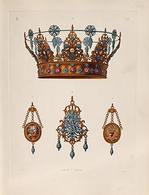 "Eine Brautkrone von Silber" originaler handkolorierter Kupferstich ca.26x19cm (Plattenrand/plate...