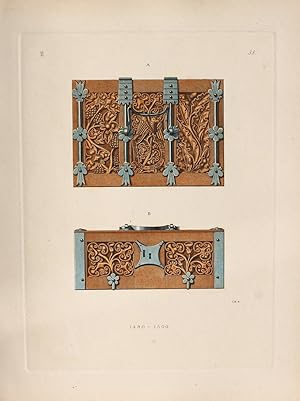 Bild des Verkufers fr Kstchen" originaler handkolorierter Kupferstich ca.26x19cm (Plattenrand/plate mark) von Johann Klipphahn (1815 in Damm bei Aschaffenburg - 1892 in Nrnberg) nach einer Zeichnung von Jakob Heinrich von Hefner-Alteneck zum Verkauf von Kunsthandel & Antiquariat Magister Ru