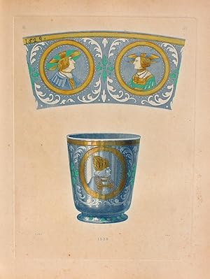 "Glaspokal" originaler handkolorierter Kupferstich ca.26x19cm (Plattenrand/plate mark) von Johann...