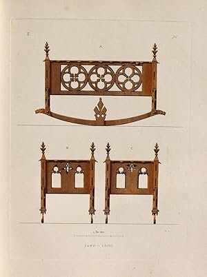 Bild des Verkufers fr Wiege aus vergoldetem Kupfer" originaler handkolorierter Kupferstich ca.26x19cm (Plattenrand/plate mark) von Johann Klipphahn (1815 in Damm bei Aschaffenburg - 1892 in Nrnberg) nach einer Zeichnung von Jakob Heinrich von Hefner-Alteneck zum Verkauf von Kunsthandel & Antiquariat Magister Ru