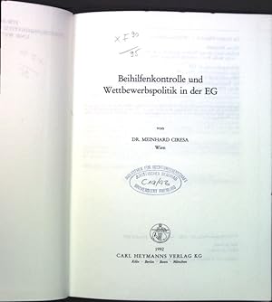 Immagine del venditore per Beihilfenkontrolle und Wettbewerbspolitik in der EG. FIW-Schriftenreihe des Forschungsinstitutes fr Wirtschaftsverfassung und Wettbewerb e.V. Kln ; H. 147 venduto da books4less (Versandantiquariat Petra Gros GmbH & Co. KG)