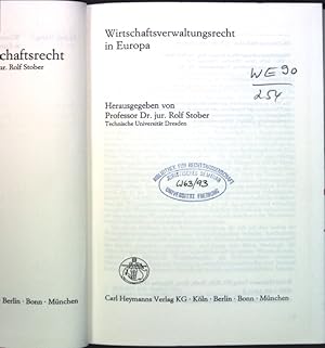 Bild des Verkufers fr Wirtschaftsverwaltungsrecht in Europa. Studien zum ffentlichen Wirtschaftsrecht ; Bd. 26 zum Verkauf von books4less (Versandantiquariat Petra Gros GmbH & Co. KG)