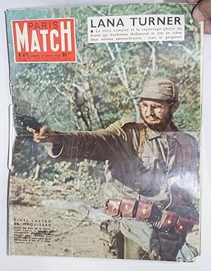 Bild des Verkufers fr Castro contre Batista: suspense dramatique [caption title of article]; Fidel Castro le maquisard; Robin des Bois de la Sierra [&c; cover titling] Paris Match No 471 Samedi 19 Avril 1958 [disbound, partial] zum Verkauf von Bolerium Books Inc.