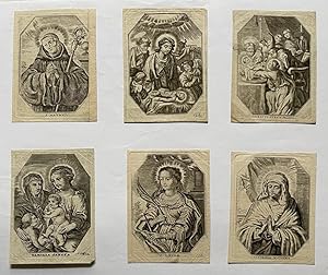 [Six antique engravings, ca 1678] Set of six devotional: S. Maurus, The adoration of the Shepherd...