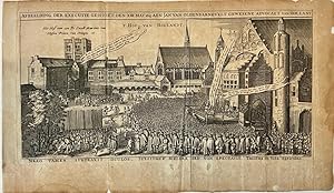 Bild des Verkufers fr [Antique print, etching, execution, ca.1650] Afbeelding der executie geschiet den XIII May 1619 aen Jan van gewesene advocaet van Hollant/Johan van Oldenbarnevelt op het Binnenhof, published ca. 1650, 1 p. zum Verkauf von Antiquariaat Arine van der Steur / ILAB