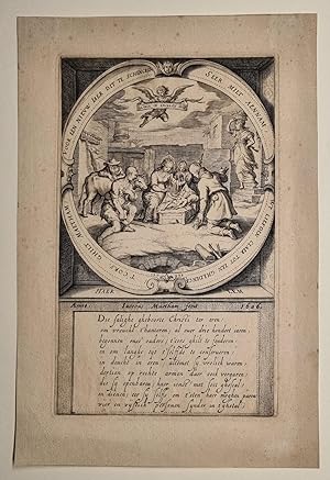 [Antique print, engraving] The Adoration of the Shepherds, published 1606.