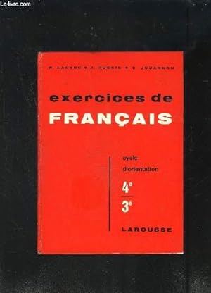 Bild des Verkufers fr EXERCICES DE FRANCAIS- CYCLE D ORIENTATION 4e ET 3e zum Verkauf von Le-Livre
