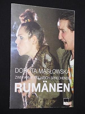 Imagen del vendedor de Programmplakat 114 Schauspielhaus Bochum, Theater unter Tage 2009/10. ZWEI ARME POLNISCH SPRECHENDE RUMNEN von Dorata Maslowska. Insz.: Rabea Kiel, Raum: Thomas Goerge/ Esther van de Pas, Kostme: Bettina Knaack. Mit Henning Hartmann, Karin Moog, Andreas Bittl, Veronika Nickl a la venta por Fast alles Theater! Antiquariat fr die darstellenden Knste