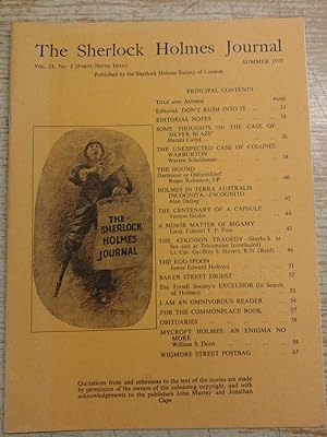 The Sherlock Holmes Journal Vol 13 No 2 (Forty-Ninth issue) Summer 1977