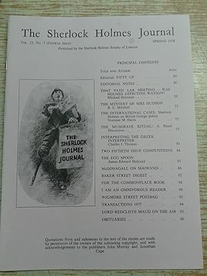 The Sherlock Holmes Journal Vol 13 No 3 (Fiftieth issue) Spring 1978