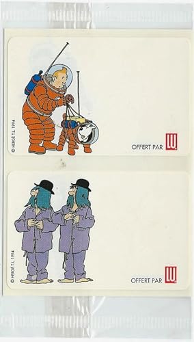Image du vendeur pour Deux autocollants Tintin & Milou + Dupont & Dupond ( On a march sur la lune ) offerts par LU. mis en vente par Librairie Victor Sevilla