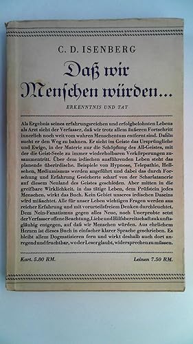 Seller image for Dass wir Menschen wrden, for sale by Antiquariat Maiwald