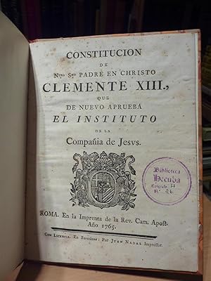 CONSTITUCION DE CLEMENTE XIII-Instituto Compañía de Jesús