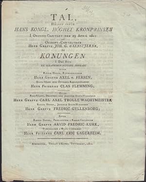 Tal, hållit inför hans kongl. Höghet kronprinsen i ordens-capitlet den 29 april 1811.