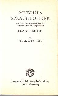 Bild des Verkufers fr Metoula Sprachfhrer Franzsisch zum Verkauf von Buchversand Joachim Neumann