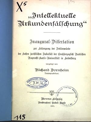 Seller image for Intellektuelle Urkundenflschung; Inaugural-Dissertation. for sale by books4less (Versandantiquariat Petra Gros GmbH & Co. KG)