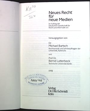 Imagen del vendedor de Neues Recht fr neue Medien. Informationstechnik und Recht ; Bd. 7 a la venta por books4less (Versandantiquariat Petra Gros GmbH & Co. KG)