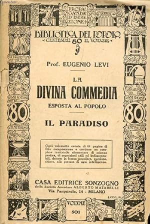 Seller image for LA DIVINA COMMEDIA ESPOSTA AL POPOLO, IL PARADISO for sale by Le-Livre