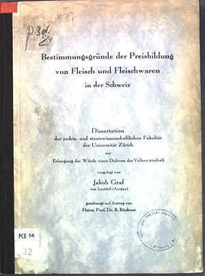 Bild des Verkufers fr Bestimmungsgrnde der Preisbildung von Fleisch und Fleischwren in der Schweiz; Dissertation. zum Verkauf von books4less (Versandantiquariat Petra Gros GmbH & Co. KG)