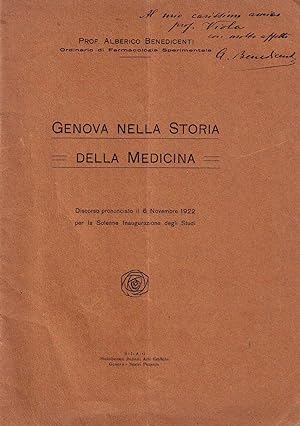 Genova nella storia della medicina: discorso pronunciato il 6 novembre 1922 per la solenne insugu...