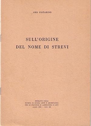 Imagen del vendedor de Sull'origine del nome di Strevi a la venta por AU SOLEIL D'OR Studio Bibliografico