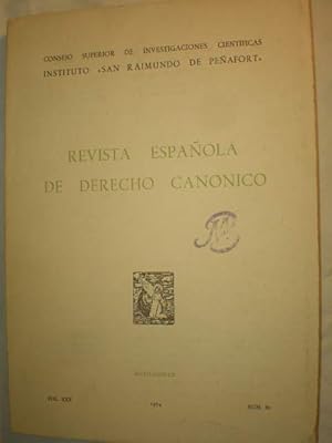 Image du vendeur pour Revista Espaola de Derecho Cannico 86 - Mayo Agosto 1974 mis en vente par Librera Antonio Azorn