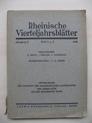 Rheinische Viertelsjahrsblätter (zgl. Mitteilungen des Instituts für geschichtliche Landeskunde d...