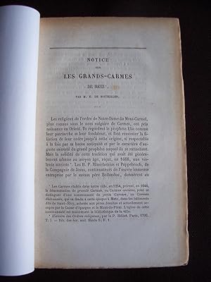 Imagen del vendedor de Notice sur les Grands-Carmes de Metz a la venta por Librairie Ancienne Zalc