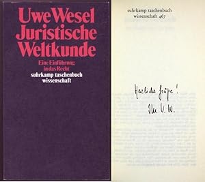 Seller image for Juristische Weltkunde . Eine Einfhrung in das Recht. Vom Autor (dem Philosophen Michael Theunissen) gewidmetes Exemplar for sale by Graphem. Kunst- und Buchantiquariat