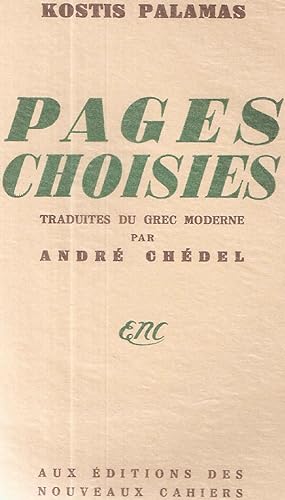 Seller image for Pages choisies traduites du grec moderne par Andr Chedel for sale by dansmongarage