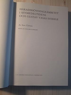 Häradshövdingeämbetet i senmedeltidens och Gustav Vasas Sverige