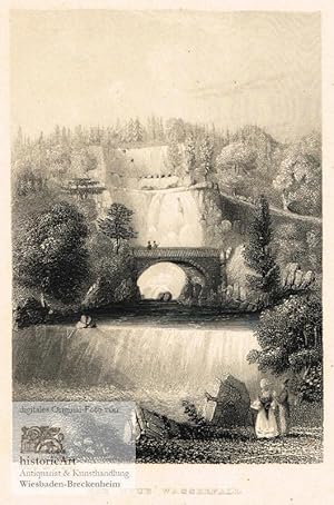 Seller image for Der neue Wasserfall zu Wilhelmshhe. Original-Stahlstich um 1840 for sale by historicArt Antiquariat & Kunsthandlung