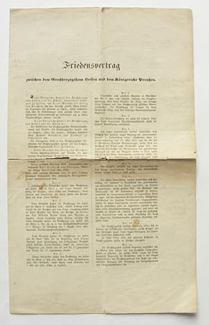 Friedensvertrag zwischen dem Großherzogthum Hessen und dem Königreiche Preußen. Berlin, den 3. Se...