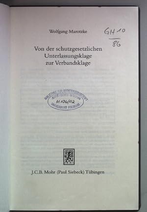 Immagine del venditore per Von der schutzgesetzlichen Unterlassungsklage zur Verbandsklage. Verffentlichungen zum Verfahrensrecht ; Bd. 6 venduto da books4less (Versandantiquariat Petra Gros GmbH & Co. KG)