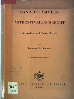 Imagen del vendedor de Handelskammern und Mitbestimmungsrecht: Kritisches und Tatschliches. a la venta por books4less (Versandantiquariat Petra Gros GmbH & Co. KG)