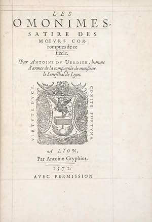Seller image for Les Omonimes, satire des moeurs corrompues de ce siecle. for sale by Bonnefoi Livres Anciens