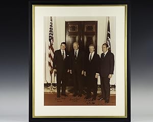 Photograph of Presidents Ronald Reagan, Gerald Ford, Jimmy Carter and Richard Nixon.