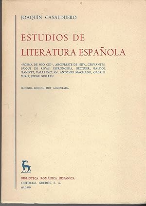 Estudios De Literatura Espanola Segunda Edicion Muy Aumentada.