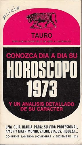 Imagen del vendedor de TAURO: HORSCOPO 1973 a la venta por Librera Vobiscum