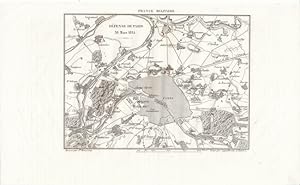 Landkarte Paris und Umgebung, Stahlstich um 1835 von France Militaire, Blattgröße: 16,5 x 27 cm, ...
