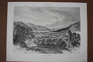 Vue d Aix (Savoie), großformatiger Holzstich um 1860 von Therand nach A. Deroy, Blattgröße: 28,5 ...