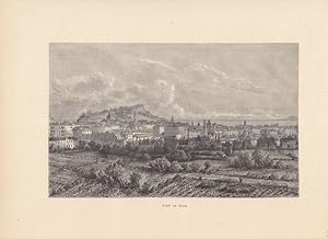 Nizza, View of Nice, Holzstich um 1870 mit schönem Blick auf die Silhouette der Stadt, Blattgröße...
