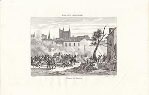 Attaque de Nantes, schöne Druckgraphik um 1840 aus France Militaire, Blattgröße: 18 x 27,2 cm, re...