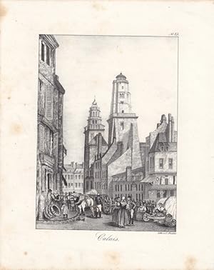 Calais, Lithographie um 1838 von C. Studer, Blattgröße: 25,5 x 20,5 cm, reine Bildgröße: 19,5 x 1...
