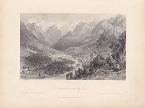Cauterets, in the Pyrenees, Stahlstich um 1870 von S. Fisher nach T. Allom, Blattgröße: 20,5 x 27...