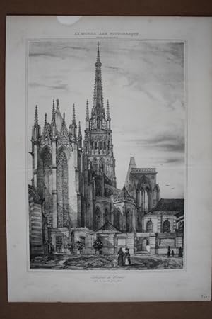 Cathedrale de Rouen, Lithographie 1838 aus der Reihe Le Moyen Age Pittoresque, Blattgröße: 40 x 2...