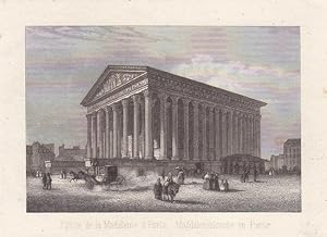 Magdalenenkirche in Paris, Eglise de la Madeleine a Paris, kleinformatiger Stahlstich um 1855, Bl...