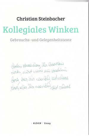 Bild des Verkufers fr Kollegiales Winken. Gebrauchs- und Gelegenheitstexte zum Verkauf von Bcherpanorama Zwickau- Planitz